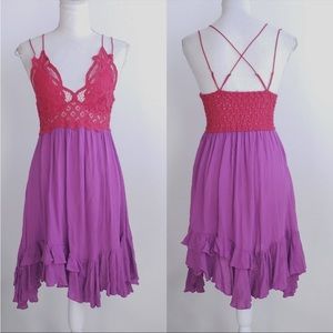 Free people FP One “Adella” Red Purple Slip Mini Dress
